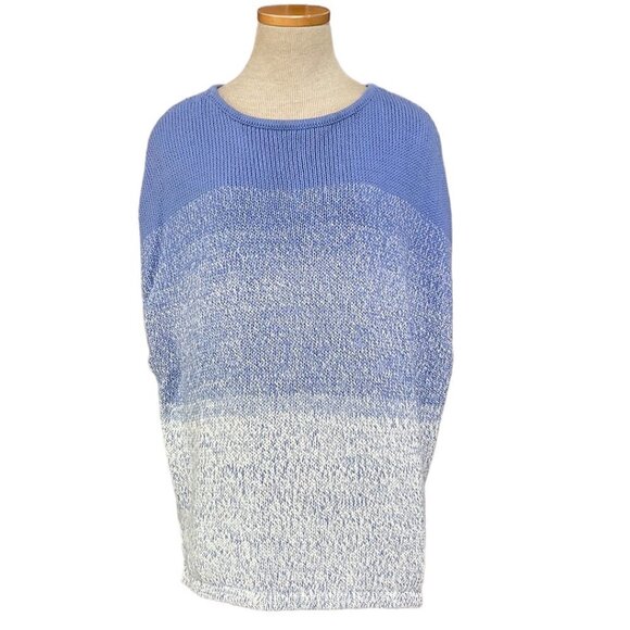 Vince Boxy Sweater Sleeveless Knit Periwinkle Blue White Ombre Size Small S - Picture 1 of 13